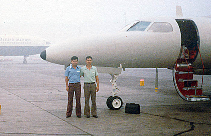 1979, Dubai airport.  RTAF pilots Captain's Ronnachai and Choochart.